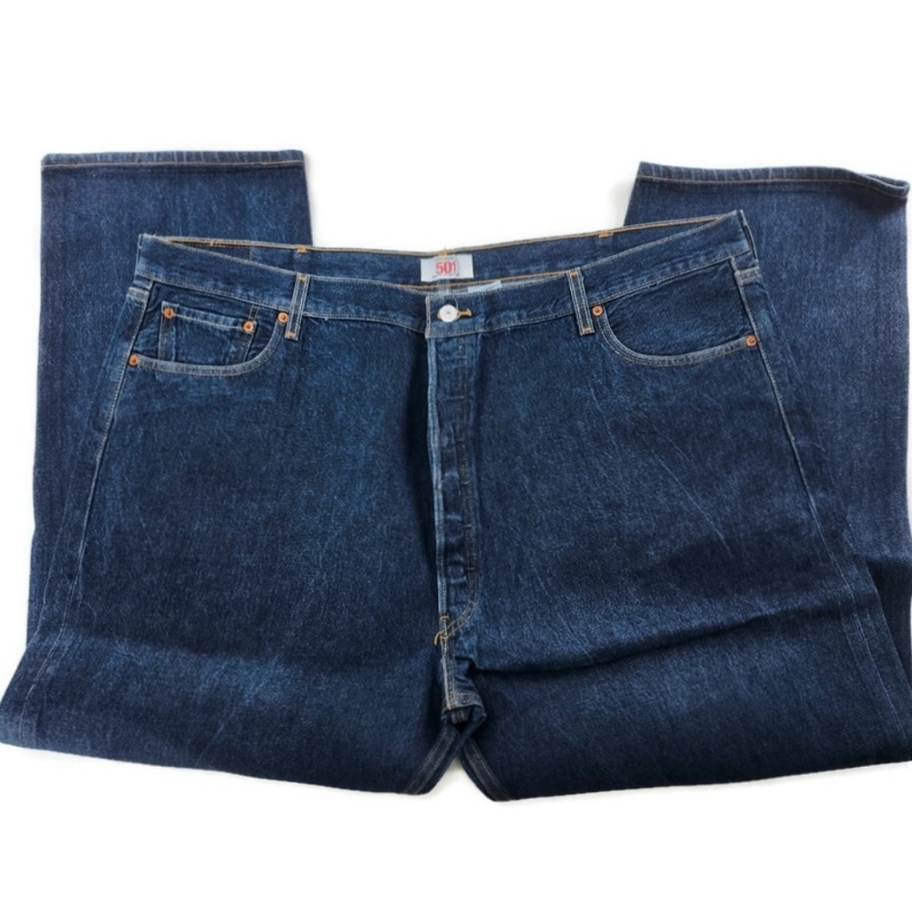 Levi's 501 Dark Blue 100% Cotton Button Fly Denim Jeans 48x34